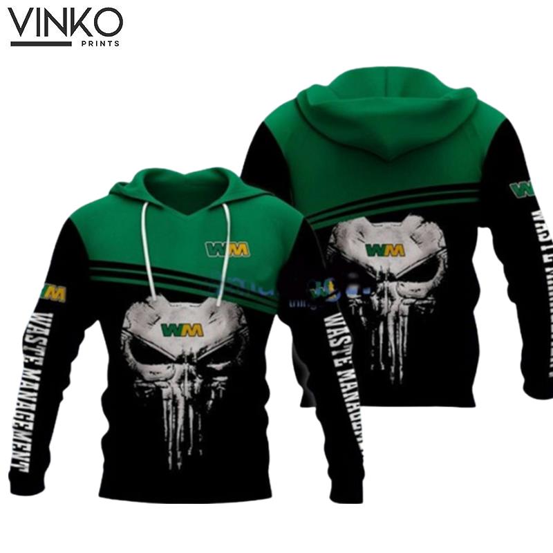 Waste Management Logo Skull Hoodie