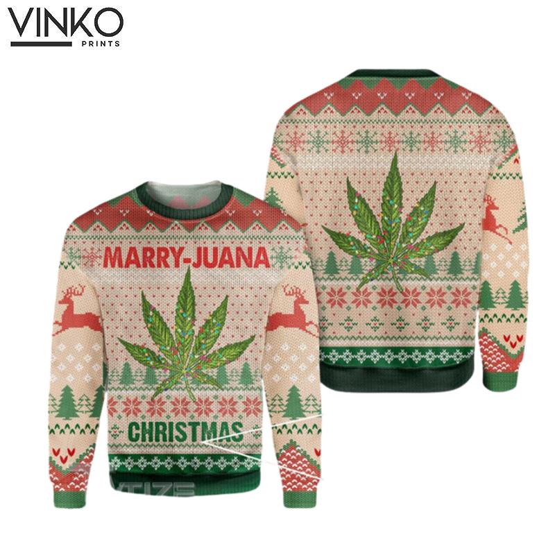 Weed 420 MarryJuana Knitting Pattern Ugly Christmas Sweater