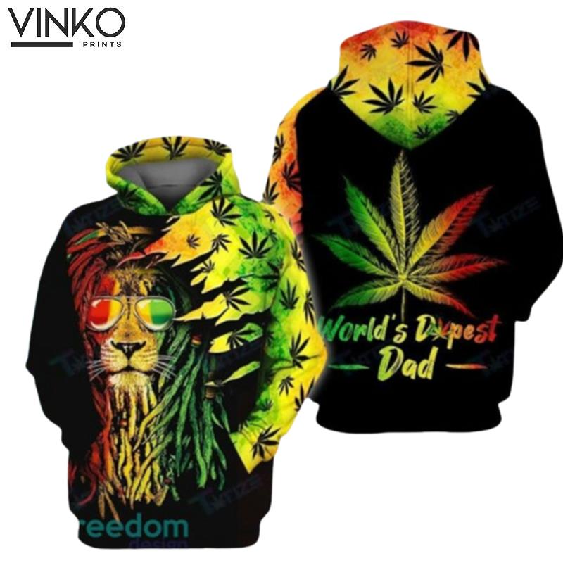 Weed Lion Dopest Dad Rasta Hoodie