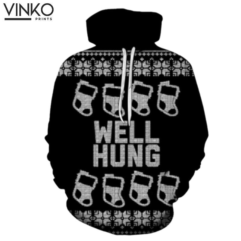 Well Hung Christmas Socks Men Hoodie