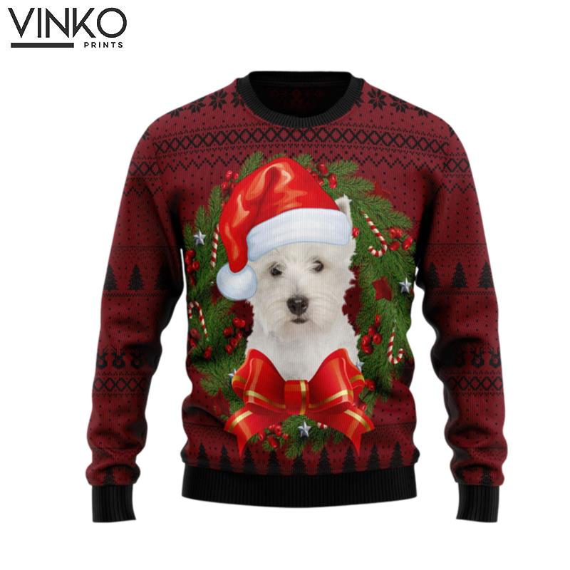 Welsh Highland Terrier Wreath D2610 Ugly Christmas Sweater