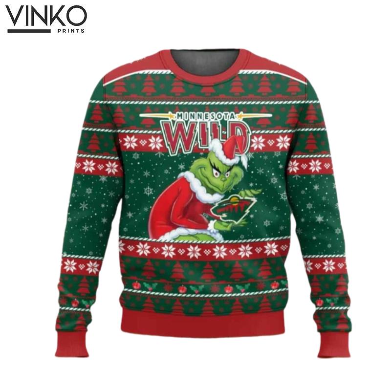 Wild Hockey Grnch Ugly Christmas Sweater