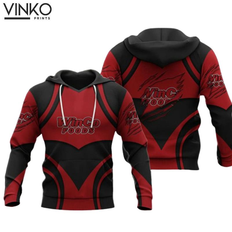 Winco Foods Logo Red And Black Pattern Hoodie