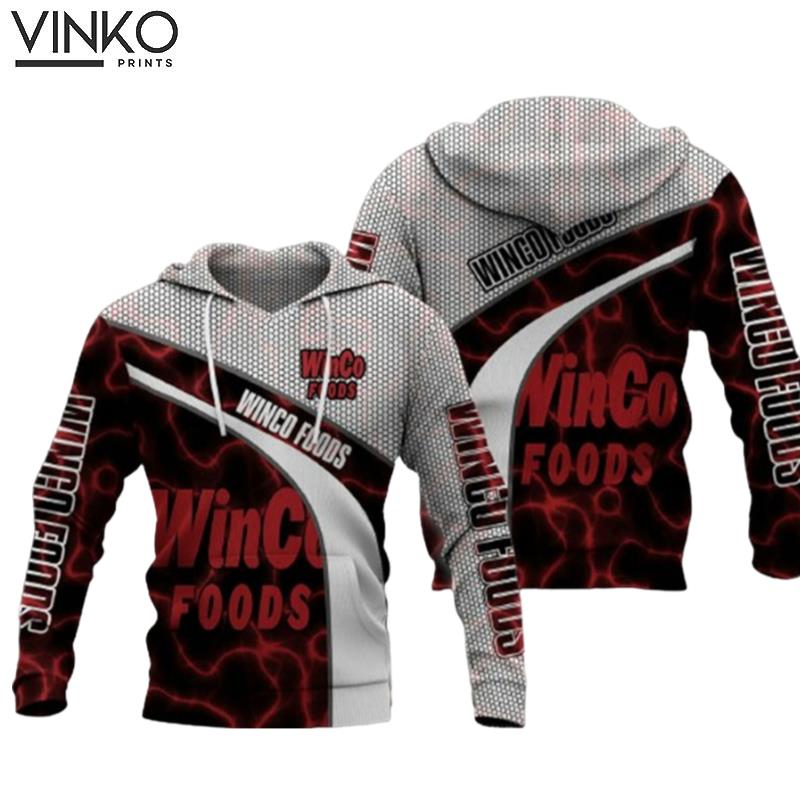 Winco Foods Logo Red And White Pattern Hoodie