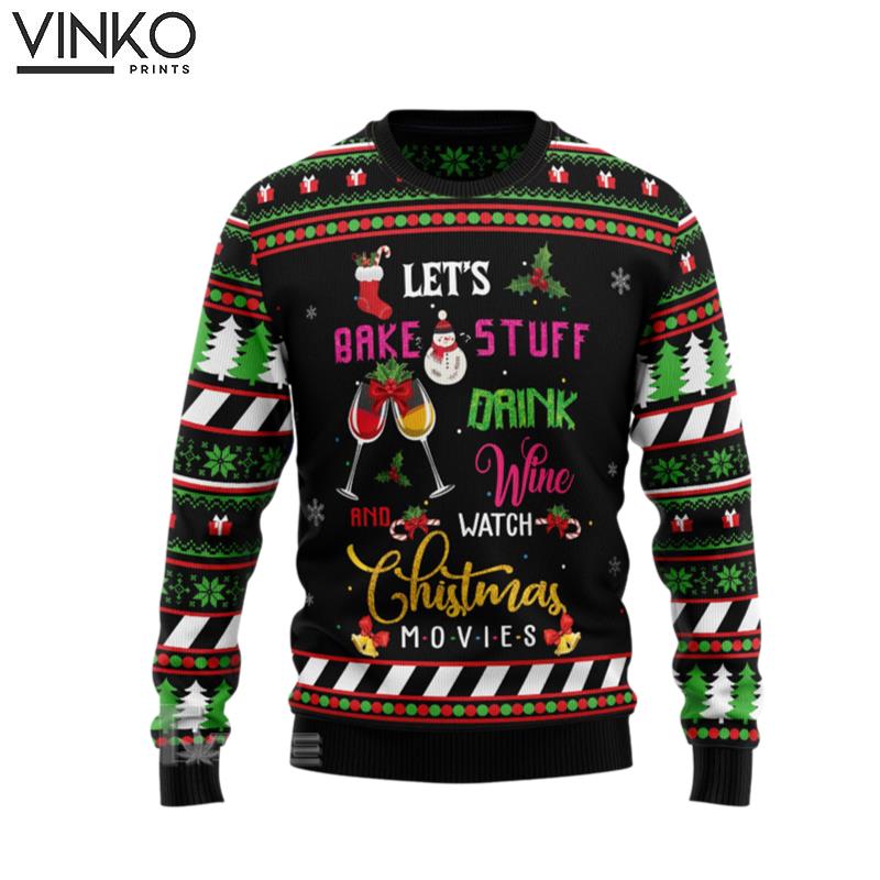 Wine Christmas Movie Ugly Christmas Sweater