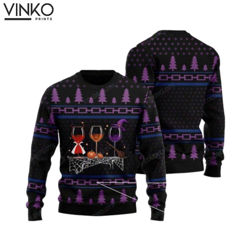 Wine Merry Halloween Halloween 3D Ugly Christmas Sweater