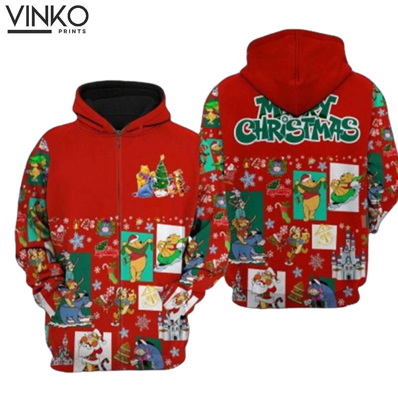 Winnie The Pooh Red Christmas Disney Hoodie