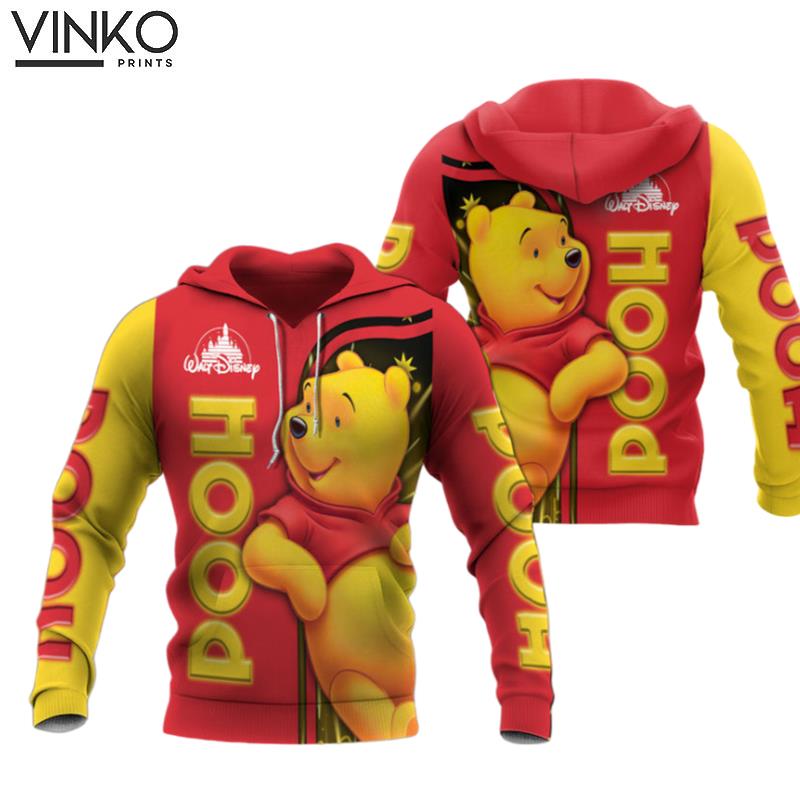 Winnie The Pooh Red Yellow Background Hoodie