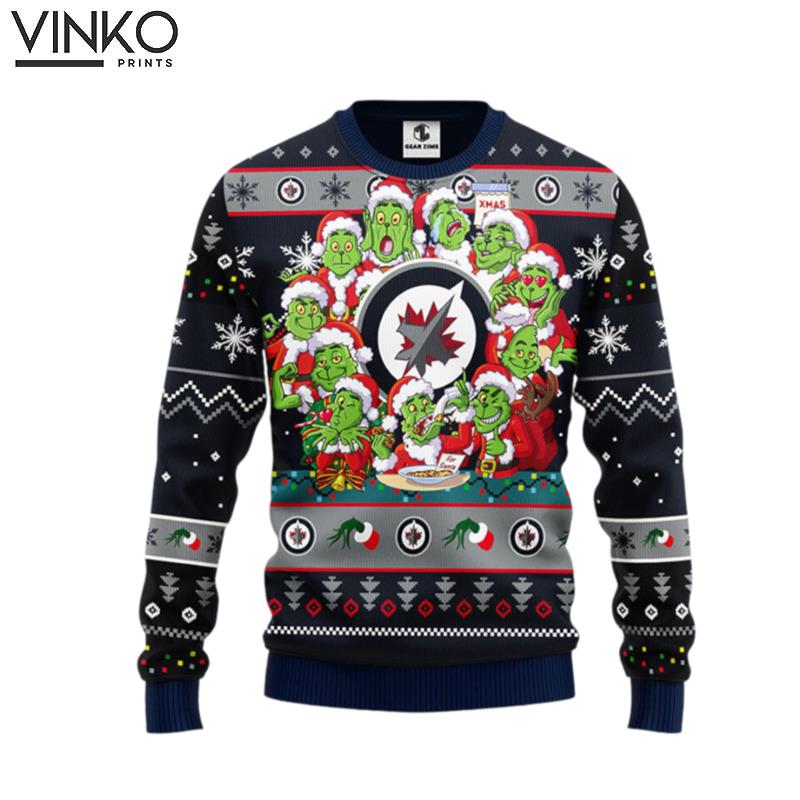 Winnipeg Jets 12 Grinch Xmas Day Ugly Christmas Sweater