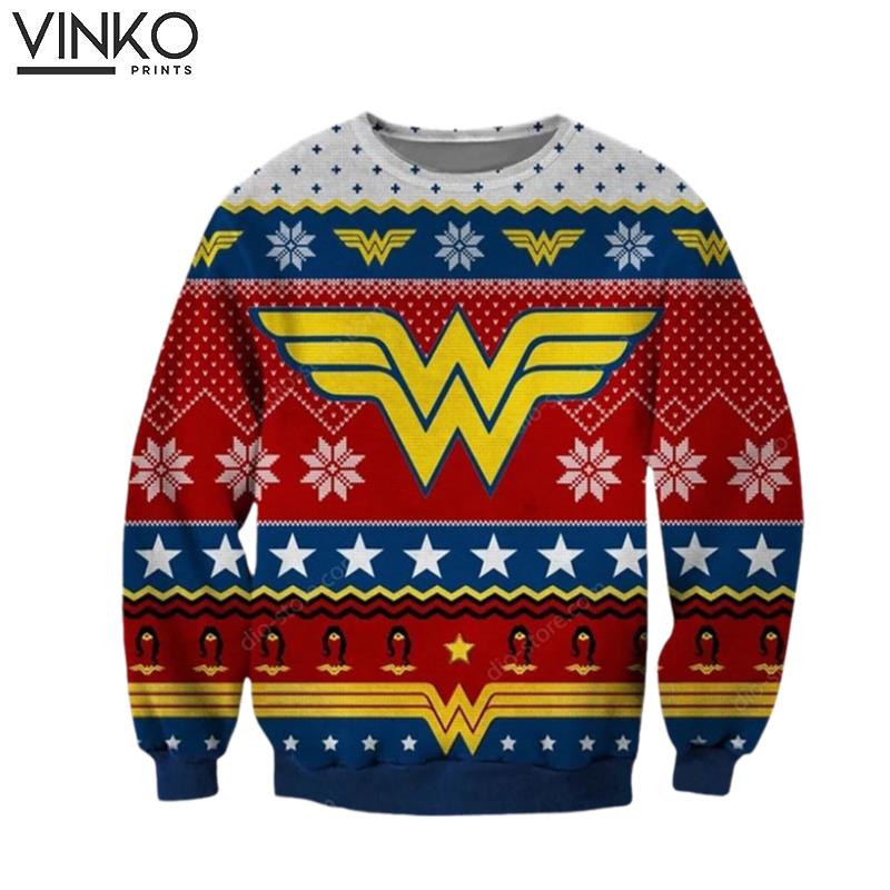 Wonder Woman Symbol 3D Ugly Christmas Sweater