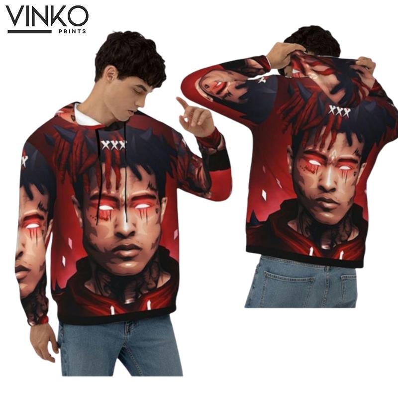 Xxxtentacion Red Pattern Hoodie