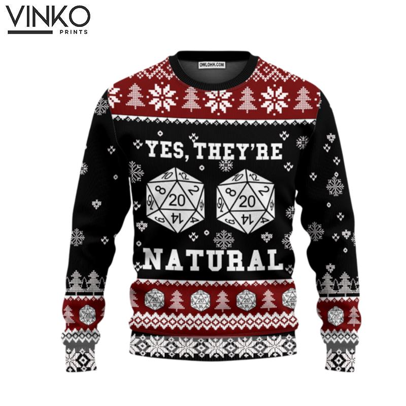 Yes They Are Natural DD Dungeons Dragons Ugly Knitted Ugly Christmas Sweater