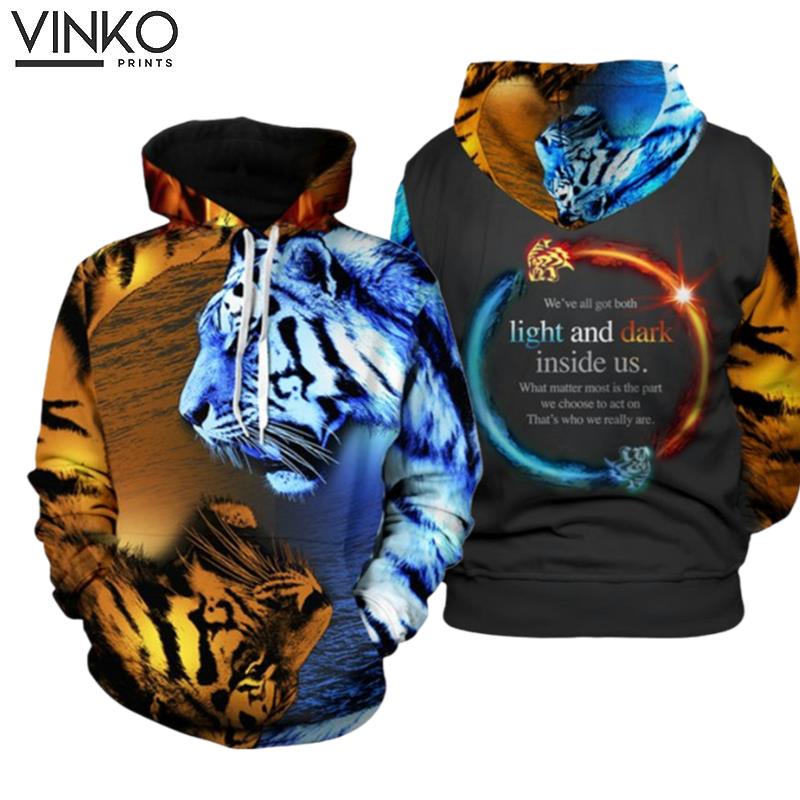 Yin Yang Fire And Ice Tiger Hoodie