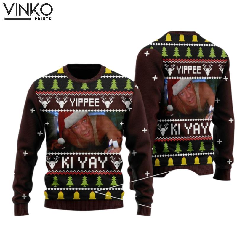 YippeeYay 1988 Action Movie Xmas Ugly Christmas Sweater