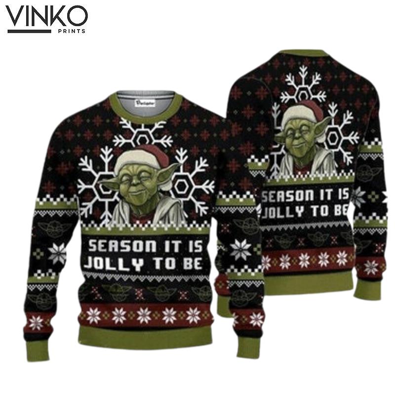 Yoda Season It Is Jolly To Be Yoda Gift For Christmas Ugly Christmas Sweater