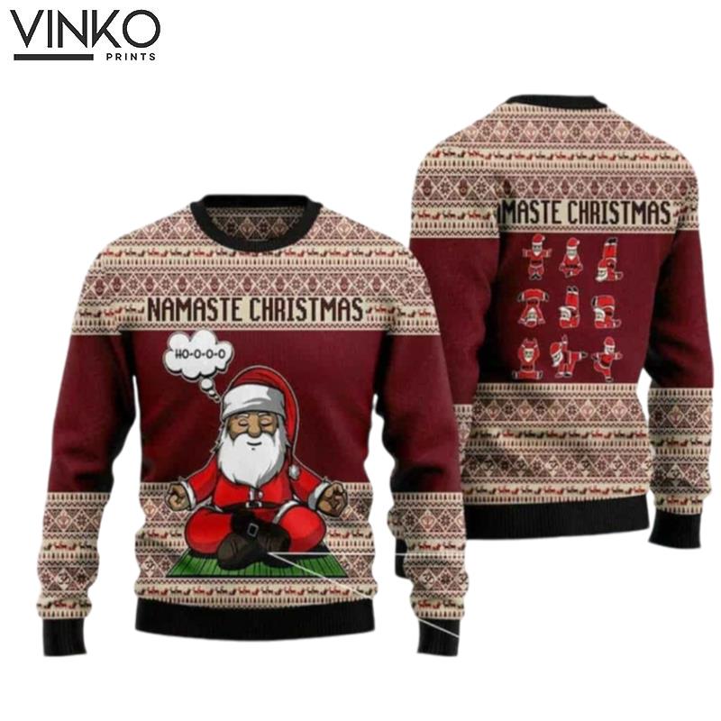 Yoga Santa Clause Namaste Ugly Christmas Sweater