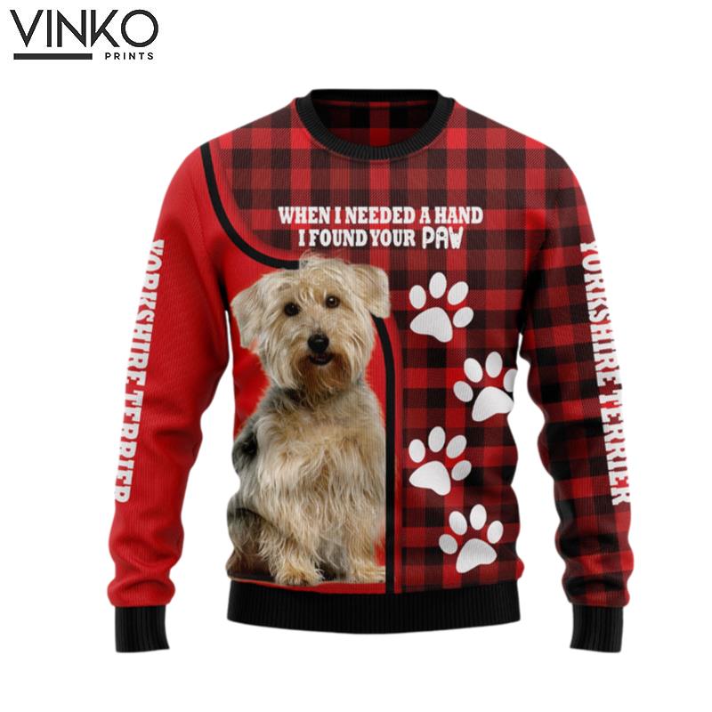 Yorkshire Terrier Paw T2710 Ugly Christmas Sweater