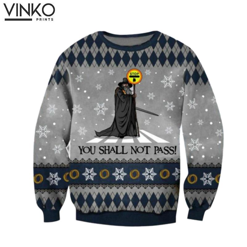 You Shall Not Pass Christmas Unisex Woolen Ugly Christmas Sweater