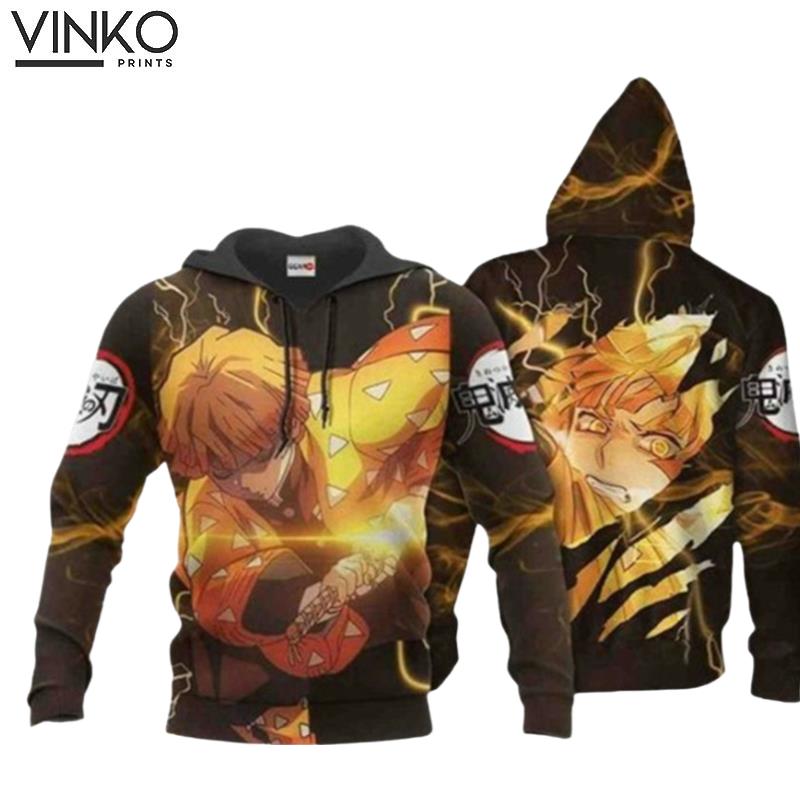 Zenitsu Agatsuma Anime Manga Demon Slayer Kimetsu No Yaiba Hoodie