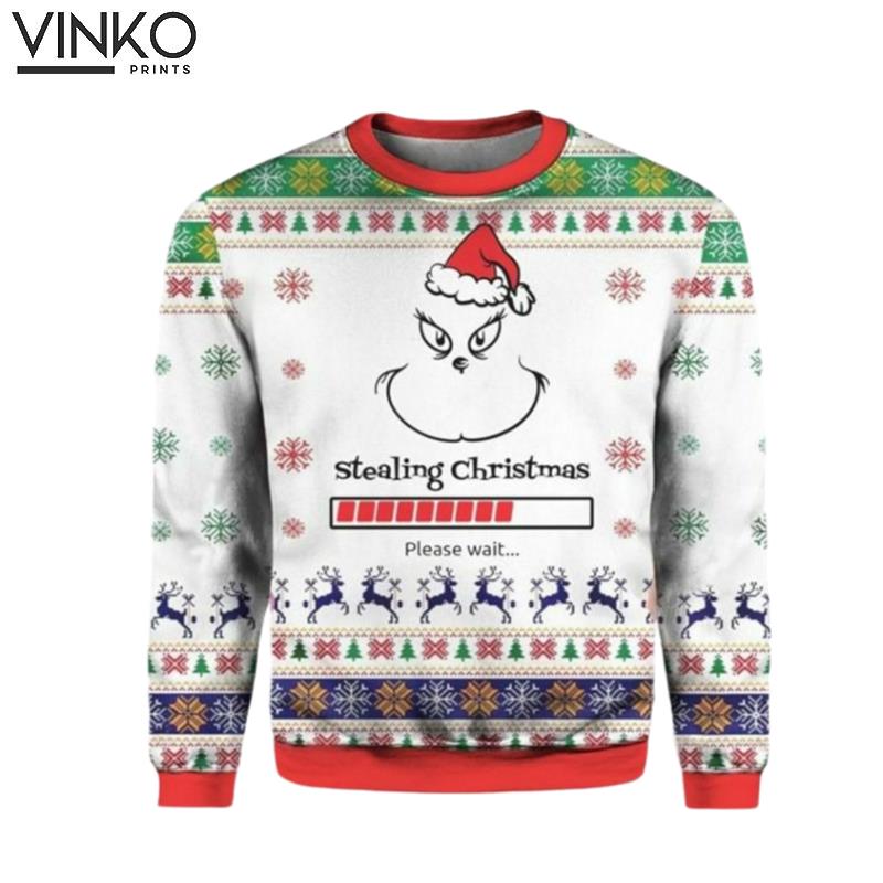 funny character Stealing Ugly Christmas Sweater