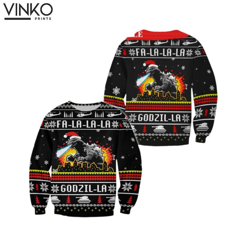 god zilla Christmas 3D All Over Printed Ugly Christmas Sweater