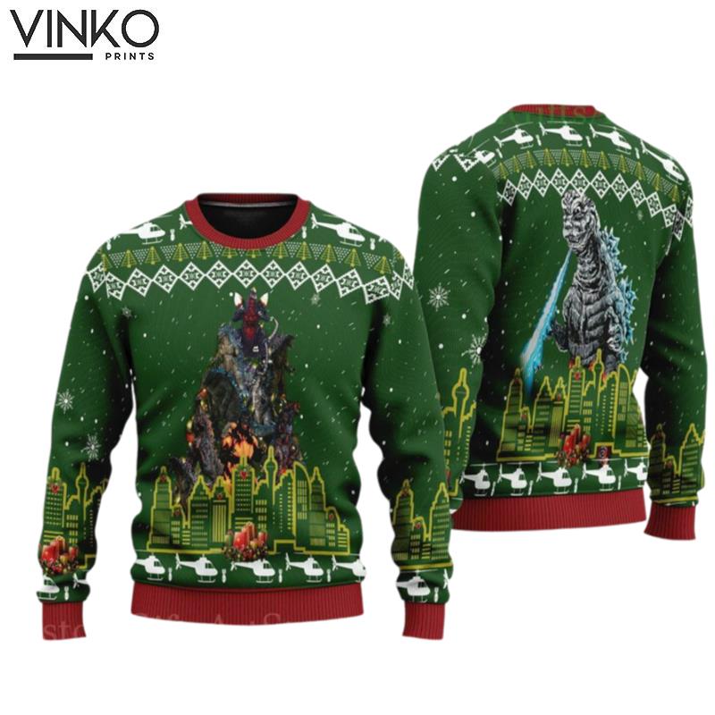 god zilla Ugly Christmas Sweater