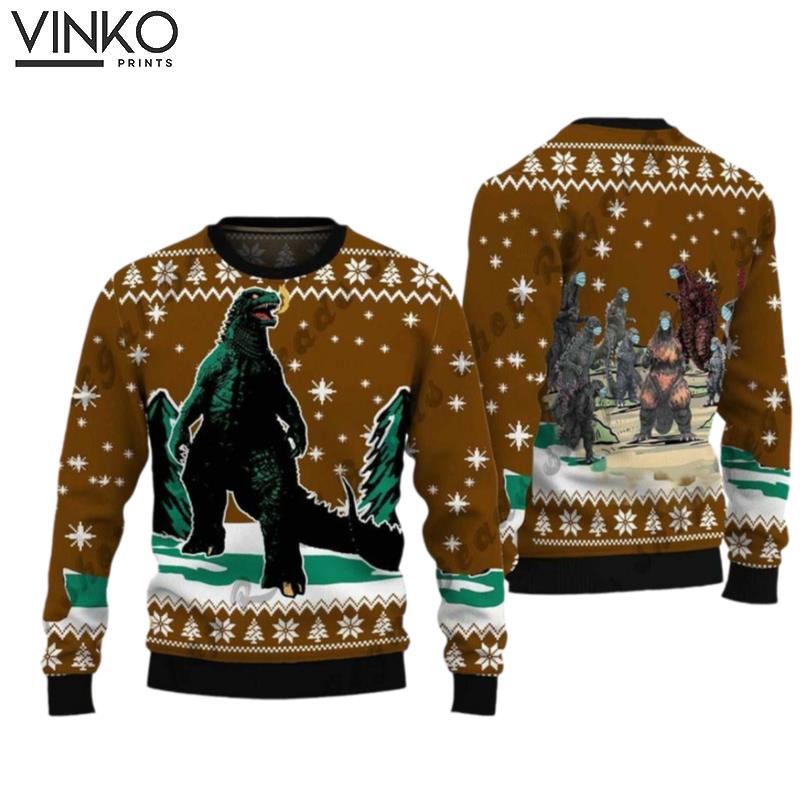 god zilla god zilla Ugly Christmas Sweater