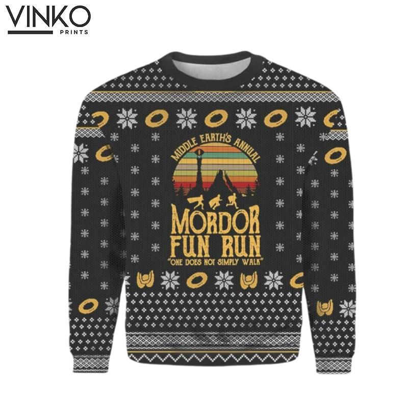 m o r d o r fun run lotr Ugly Christmas Sweater